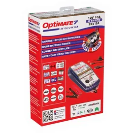 TecMate Optimate 7 12V/24V, TM260, 8-stufiges gekapseltes batterieschonendes 12V 10A / 24V 5A Lade- & Wartungsgerät, Blau