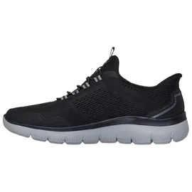 SKECHERS Slip-On Sneaker SKECHERS "SUMMITS", Herren, Gr. 39, schwarz (schwarz, grau), Textil, Schuhe, Freizeitschuh, Schnürschuh mit Memory Foam