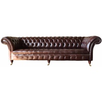 JVmoebel Chesterfield-Sofa, Sofa Chesterfield 4 Sitzer Wohnzimmer Klassisch Leder Sofas braun