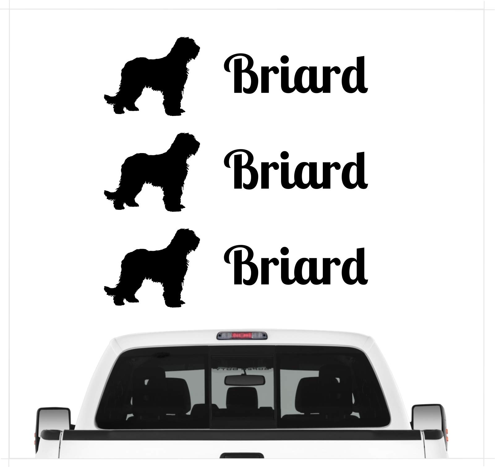 siviwonder Briard Berger de Brie - 3er Set Auto Aufkleber Autoaufkleber Hundemotiv Hundeaufkleber autoaufkleber Hund Folie Aufkleber schwarz