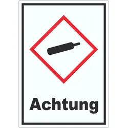 HB-Druck Aufkleber Gasflasche Gas unter Druck Achtung A9 (37x52mm)
