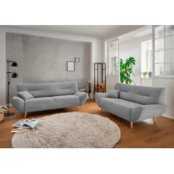Polstergarnitur INOSIGN "Drago, modern und zeitlos, aktuelle Formensprache, komfortabel", silber, H:81cm T:90cm, 100% Polyester, Sitzmöbel-Sets, als Sessel/Polsterecke erhältlich, versch. Stoffe, inkl. 2 Zierkissen