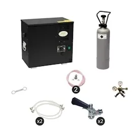 ich-zapfe Komplett Set Zapfanlage, Bierzapfanlage AS-40, 2-leitig, Durchlaufkühler, Nasskühler - Untertheke, Green Line, Zapfkopf:5 Liter Adapter,Zapfkopf 2:5 Liter Adapter