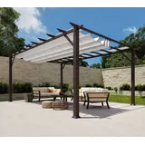 Paragon Outdoor Aluminium Pergola Florenz 1116 | Holzoptik dunkelbraun/weiß | 350x505x236 cm