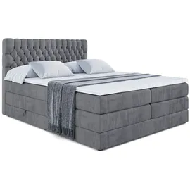 altdecor Boxspringbett mit Matratze, Topper, Polsterbett mit, Bettkasten... SERENE KING - 160x200 - Dunkelgrau Casablanca