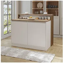 roomart Kücheninsel CORTADO 120 cm Braun/Weiß