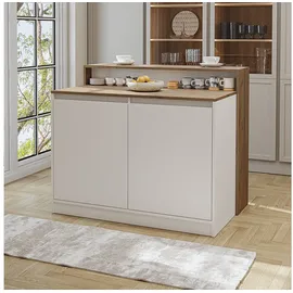 roomart Kücheninsel CORTADO 120 cm Braun/Weiß