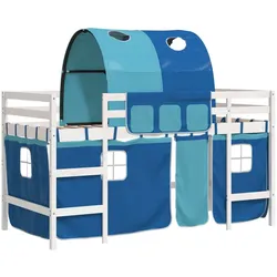 vidaXL Kinderhochbett mit Tunnel Blau 90x190 cm Massivholz Kiefer