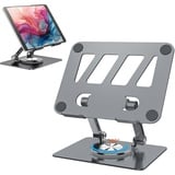 Tablet Ständer,Tablet Halterung mit 360 Drehbarer Basis,Verstellbar & Faltbare Tablet Halter,iPad Ständer kompatibel mit iPad/Pro/Air/Mini, Tablets, iPhone 15 Pro, Switch und mehr 4.7"-12.9"(grau)