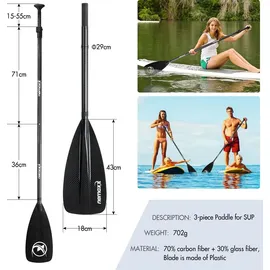 Nemaxx Carbon Speed SUP Paddel 3-teilig 702 g schwarz
