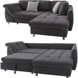 luma-home Ecksofa Schlafcouch L-Garnitur ausziehbar Ottomane rechts, Mikrofaser Anthrazit, & Couches, Wohnlandschaften, Ecksofas