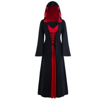 LPFNSF Vintage Hexenkleid, Weihnachten Vampir Kostüm Frauen Plus Größe, Renaissance Kostüm Frauen Mittelalter Kleid (schwarz,5XL)