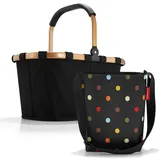 Set aus reisenthel Carrybag BK und reisenthel Shoulderbag HY, Einkaufskorb mit Kleiner Umh?ngetasche, Frame Gold/Black + dots - onesize