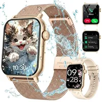 Smartwatch mit Telefonfunktion für Damen & Herren, 1,85 Zoll, Silikon- & Edelstahlarmband, 200+ Sportmodi, Herzfrequenz, SpO2, Schrittzähler, IP68