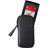 honju Bike Echtledertasche für Sigma ROX 12.0 Sport GPS Computer (Displayschutz, Innentasche für Schlüssel, Schutz vor Kratzern & Schmutz) - schwarz