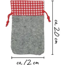Frau WUNDERVoll® Frau WunderVoll Adventskalender 12 Filz-Säckchen rot/grau 20 x 12 cm