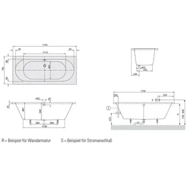 Villeroy & Boch O.novo Rechteck-Whirlwanne 80 x 180 cm (UHC180CAS2A1V01)