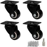 PRIOstahl Schwarze Transportrollen Möbelrollen 40mm 4 x Lenkrollen inklusive Befestigungsmaterial
