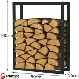 SCHMIDT security tools Kaminholzregal Metall 80 x 25 x 100 cm Schwarz