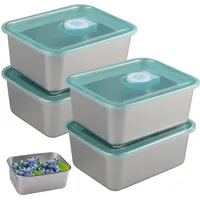 hocadon 4Stück Frischhaltedosen Edelstahl mit Deckel Klein Vorratsdosen Gefrierdosen Edelstahl mit Deckel Meal Prep Boxen für Kühlschrank Restaurant Küche,13,5x10,5x5,8cm
