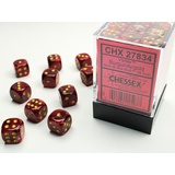 Chessex Vortex 12mm d6 Burgundy/gold Dice Block (36 dice)