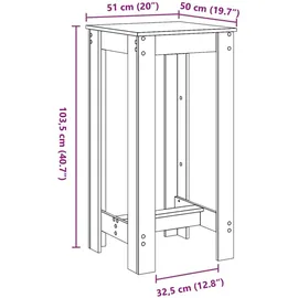 vidaXL Bartisch 51 x 50 x 103,5 cm Weiß