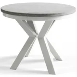 Alpi-Möbel Runder, Grau, Weiß, Holzwerkstoff, Rund, X-Form, 100x76x100 cm, Esszimmer, Tische, Esstische