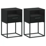 konsimo® Nachttisch RECTUS Nachtschrank, Modern, hergestellt in der EU, Beistelltisch (2-St), mit Schublade, Breite 40 cm, schwarzer Metallrahmen, Kunststoffgriff schwarz