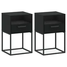 konsimo® Nachttisch RECTUS Nachtschrank, Modern, hergestellt in der EU, Beistelltisch (2-St), mit Schublade, Breite 40 cm, schwarzer Metallrahmen, Kunststoffgriff schwarz