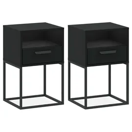 konsimo® Nachttisch RECTUS Nachtschrank, Modern, hergestellt in der EU, Beistelltisch (2-St), mit Schublade, Breite 40 cm, schwarzer Metallrahmen, Kunststoffgriff schwarz