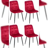 deluke Esszimmerstuhl VOUL Samt Rot 4er Set