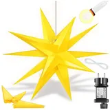 Kesser Leuchtstern 3D, LED Weihnachtsstern mit Timer für Innen und Außen Adventsstern Beleuchtet hängend Stern + Warmweiß Licht