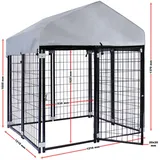 Wiltec Hundezwinger mit Überdachung 121 x 121 x 137 cm Stahl Schwarz