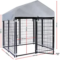 Wiltec Hundezwinger mit Überdachung 121 x 121 x 137 cm Stahl Schwarz