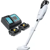 Makita DCL 281 FSAW Akku Staubsauger 18 V weiß Brushless + 2x Akku 2,0 Ah + Ladegerät