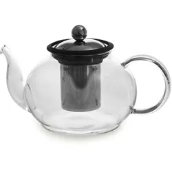 TABLE PASSION Teekanne 1 l Borosilikat Schwarzdekor 100 cl Transparent Rund Glas
