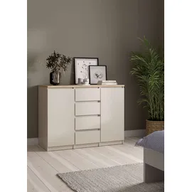 Home Affaire Kommode HOME AFFAIRE "Naia, Sideboard, 4 Schubladen, 2 Türen, Aufbewahrung, grifflose Front", beige (kaschmir), B:120,8cm H:90,7cm T:50cm, Holzwerkstoff, Sideboards, Kommode, Mit Einlegeböden, modern, skandinavisches Design, in mehrere Farben