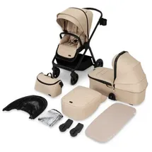 MOMI GISELLE 2in1 Kinderwagen in 1 mit Buggy-Funktion, 5-Punkt-Sicherheitsgurt, ab dem 1. Lebenstag, bis 22 kg Körpergewicht (Buggy), Einkaufskorb, Matratze, Regenschutz und Wickeltasche