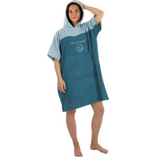 normani Badeponcho Damen Surfer Poncho Kuta, Bio-Baumwolle, Kapuze, Schlupf, Badeponcho aus 100 % saugstarker Bio-Baumwolle blau S/M