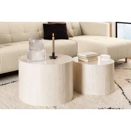 Actona Couchtisch »Dice Wohnzimmertischset, Beistelltisch, Sofatisch, TOPSELLER", (Couchtisch, Beistelltisch), rund, 2er-Set, Steinoptik, in weiteren Variationen, T: 58/50 cm