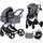 Chipolino Kinderwagen 3 in 1 Amore Babyschale Adapter Wickeltasche Fußabdeckung grau gemustert