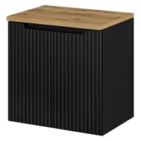 [en.casa] Waschbeckenunterschrank Skelbolu mit 2 Türen 60x60x40cm Schwarz/Eichenoptik