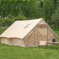 Aufblasbares Campingzelt, Extra Großes 6-8 Personen Outdoor-Zelt Pop up Zelt Einfacher Aufbau für 4 Jahreszeiten Wasser- & Winddicht Oxford Familienzelt mit Netzfenstern & Kaminöffnung (6-8 Personen)