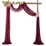 Lukery Hochzeit Vorhang Hochzeitsbogen, Querbehang Gardine Freihanddeko Himmelbett Vorhänge Stoff Tüll Transparent Voile Dekoration
