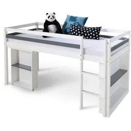 Homestyle4u Hochbett 90x200 Weiß Schreibtisch Funktionsbett Jugendbett