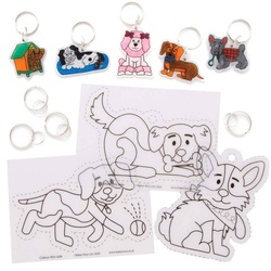 Hunde Schrumpf Art Schlüsselanhänger  (pro Set 8) Bastelsets