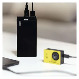 EMOS - ALPHA 10S Powerbank 10 000 mAh - externer Akku mit Passthrough - 2 USB-A-Ausgänge, 1 micro-USB-Eingang - inkl. 2 USB-Datenkabel - auto ON/OFF - für iPhone, iPad, Smartphone, Tablet - schwarz