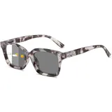 Lanomi Selbsttönende Lesebrille Blaulichtfilter Damen Herren Rechteck Outdoor Photochrome Sonnenleser Lesehilfe Federscharniere Sehhilfe UV400 Schutz Brille Weiß Schildpatt 4.0 - M