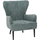 Mendler Lounge-Sessel HWC-K37, Cocktail-/Ohrensessel Polsterstuhl Retro Vintage Stoff Chenille (500g/m2) Öko-Tex - blau-grün