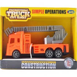 Diakakis Spielzeug-Feuerwehr Feuerwehrauto Drehleiter DL mit Korb orange